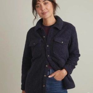 Marine Layer Eden Sherpa Overshirt in Navy XL